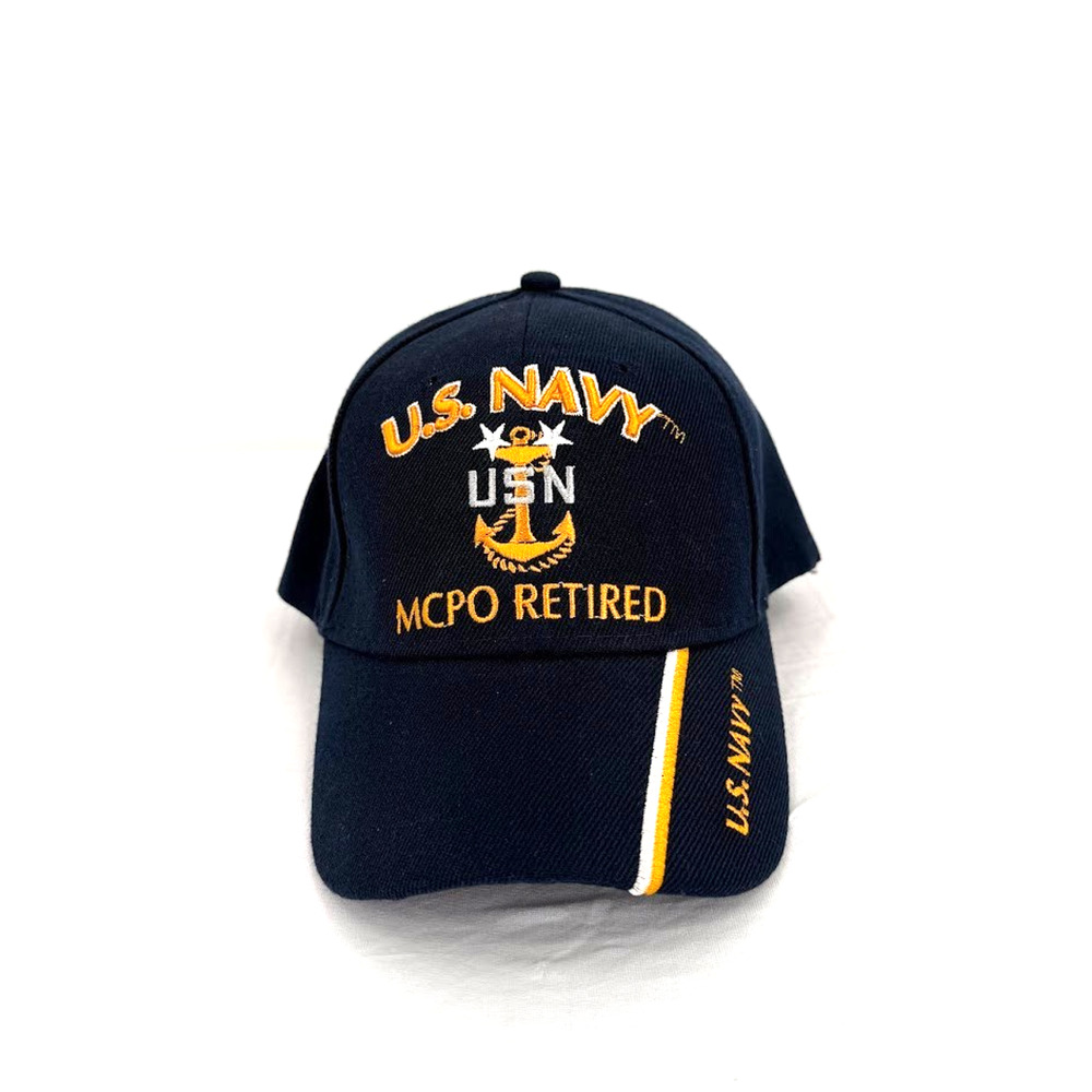 U.S. Navy MCPO Retired Hat USN Anchor Embroidered Adjustable Cap Blue Veteran